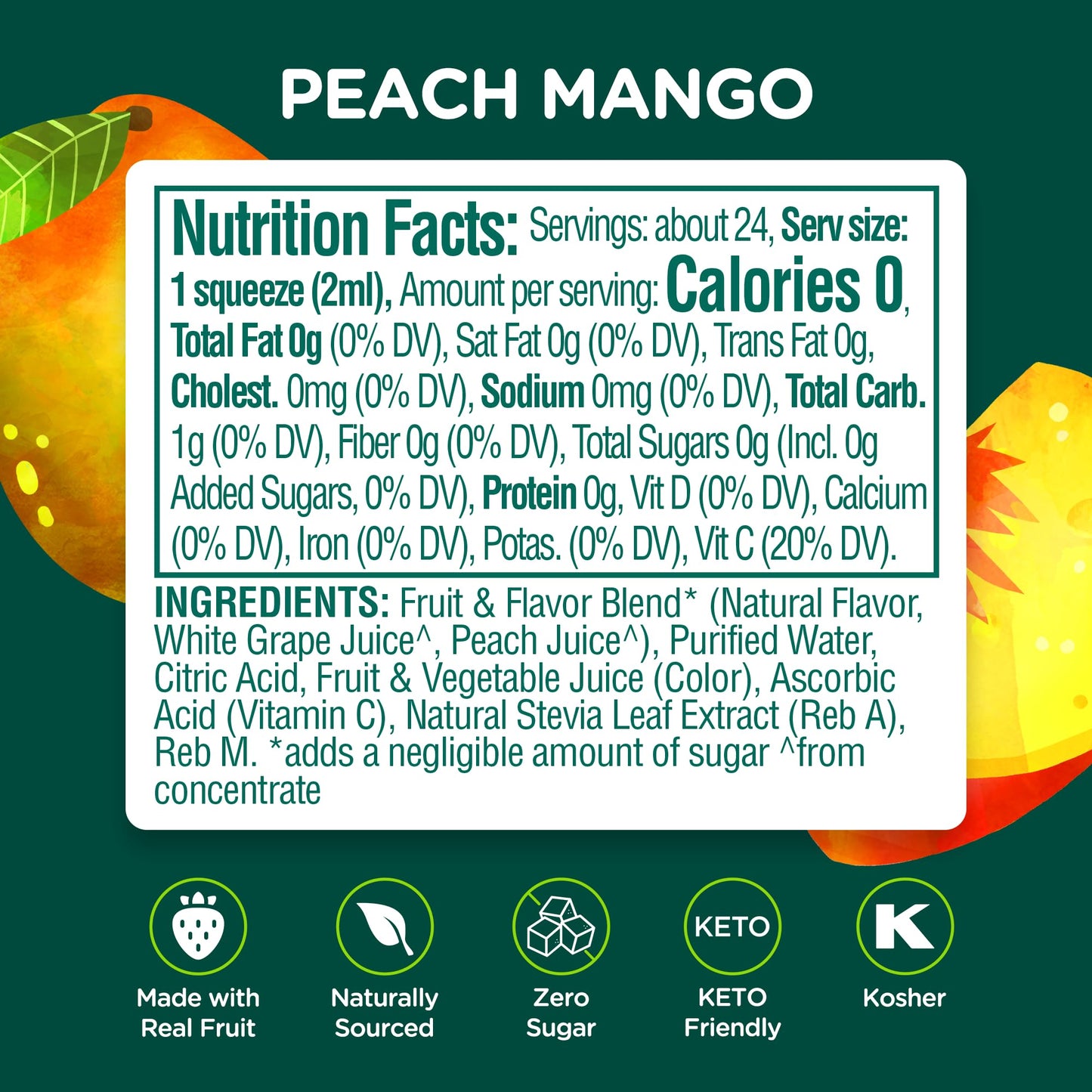 Stur Liquid Water Enhancer, Peach Mango, Sugar Free, Keto, Vegan, 1.62 Fl Oz (Pack of 5)