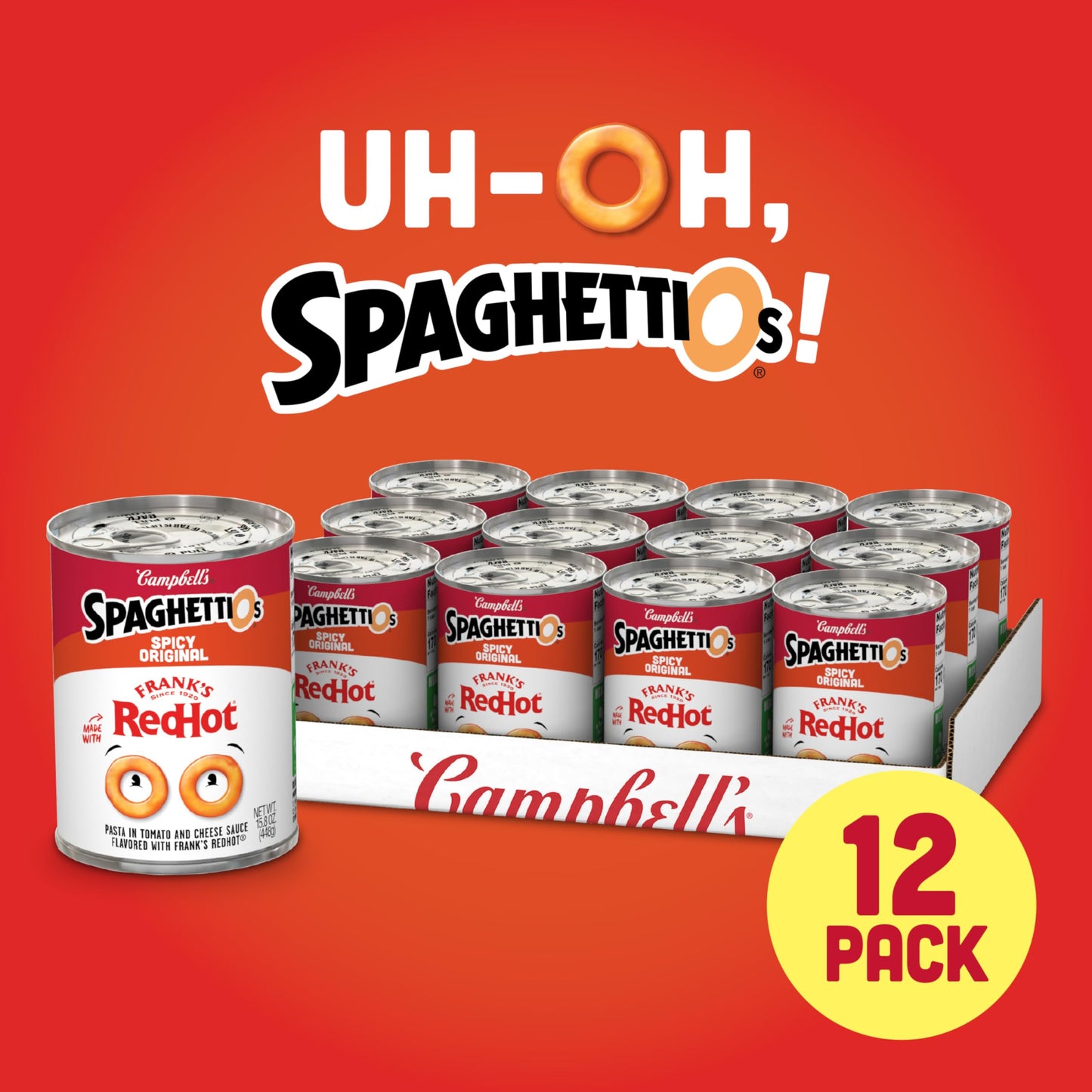 Spaghettios Spicy Original Made With Frank'S Redhot, Canned Pasta, 15.8 Oz Can (Pack Of 12)