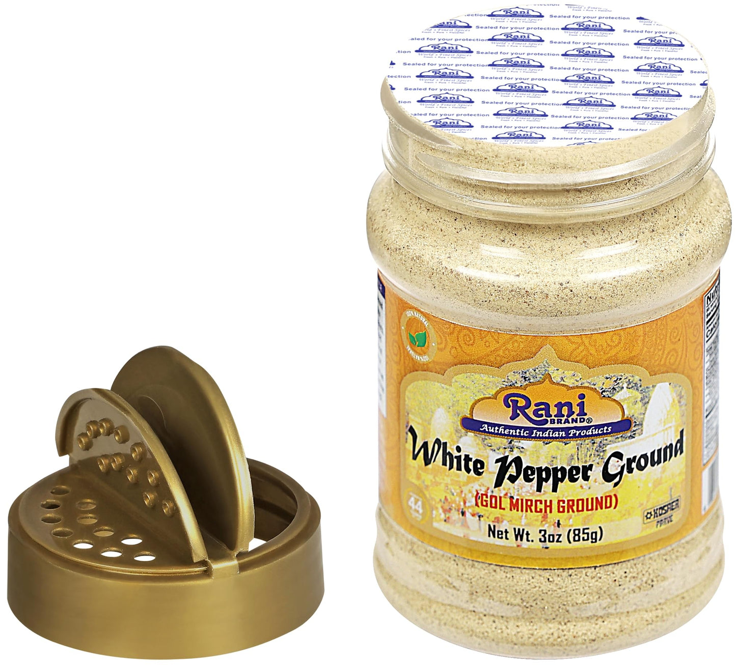 Rani White Pepper (Gol Mirch), Ground Spice 3Oz (85G) Pet Jar ~ All Natural | Vegan | Gluten Friendly | Non-Gmo | Kosher | Indian Origin