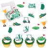 56 PCS Edible Golf Cupcake Toppers Wafer Paper Trophy Lawn Golf Shoes Bag Ball Carts Cupcake Picks Edible Golf Cake Decorations