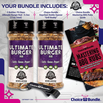 Pit Boss BBQ Seasoning Spice & Rub Bundle - 2 Pack (11 oz) with Guide & Keychain Opener