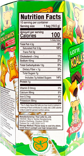 Lotte Koalas March Cookies with Chocolate Cream, Family Size, 6.89 oz, Large
