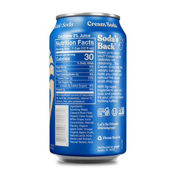Poppi Sparkling Prebiotic Soda with Apple Cider Vinegar, Cream Soda Flavor, 12 Fl Oz, Pack of 12