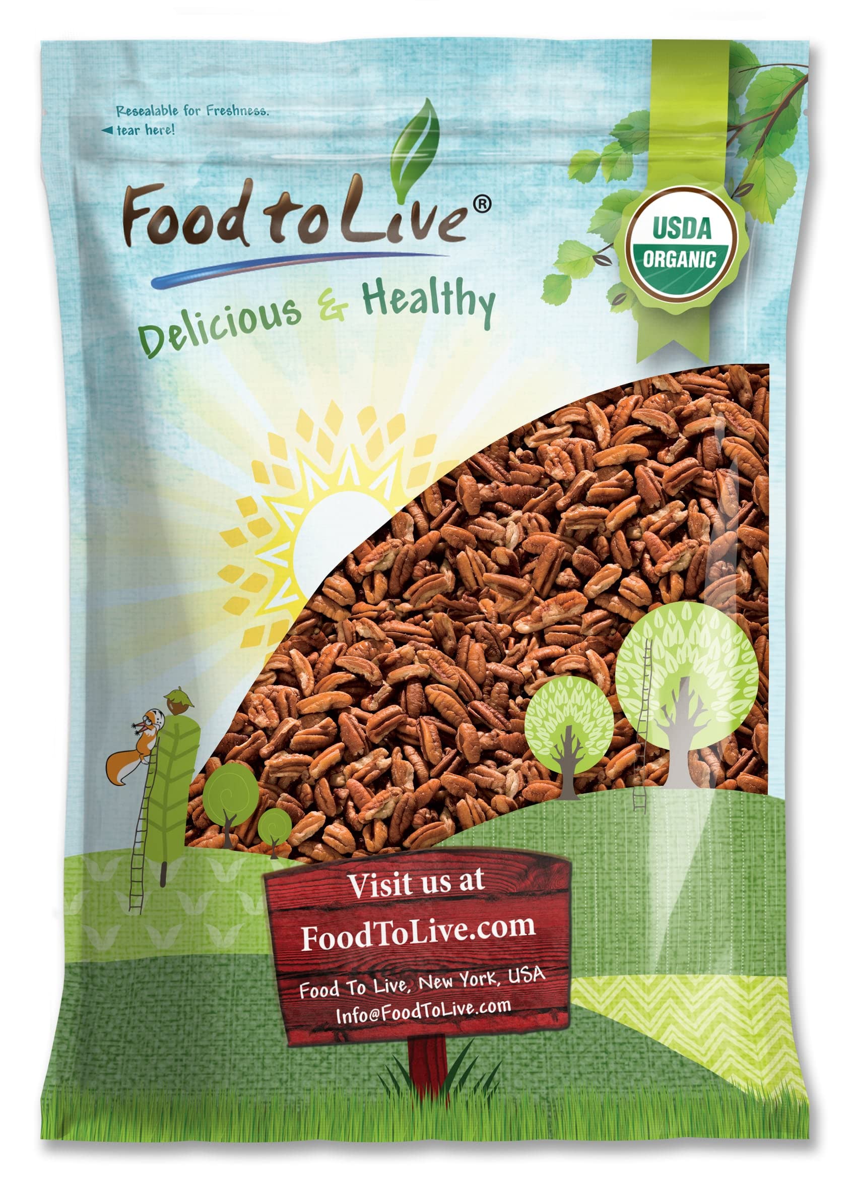 Food to Live Organic Pecan Pieces, 6 Pounds - Raw, Chopped Pecans, Non-GMO, Unsalted, Unroasted, Kosher, Shelled, Vegan, Keto, S