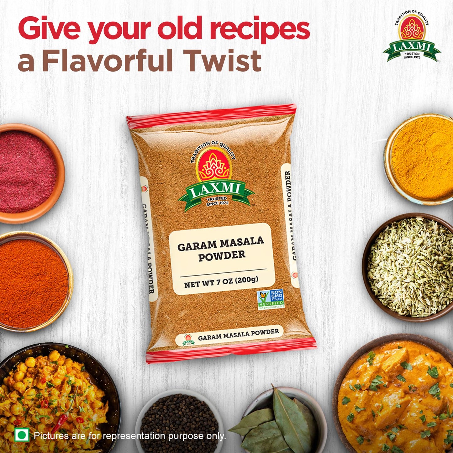 Laxmi Garam Masala 7 Oz (200Gm) | A Spicy And Aromatic Blend Of Our Various Salt Free Seasonings And Spices | Non-Gmo Product | For Cooking And Seasoning