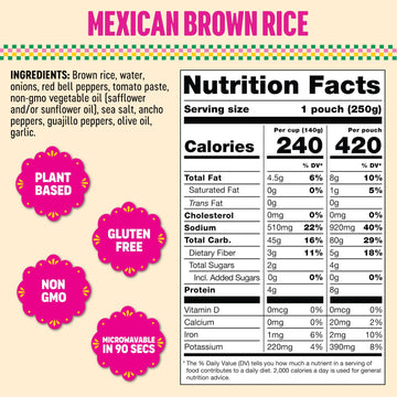 Somos Mexican Brown Rice - Gluten Free, Non-Gmo, Vegan & Microwavable Meals Ready To Eat - Delicious, Healthy & Convenient - Per