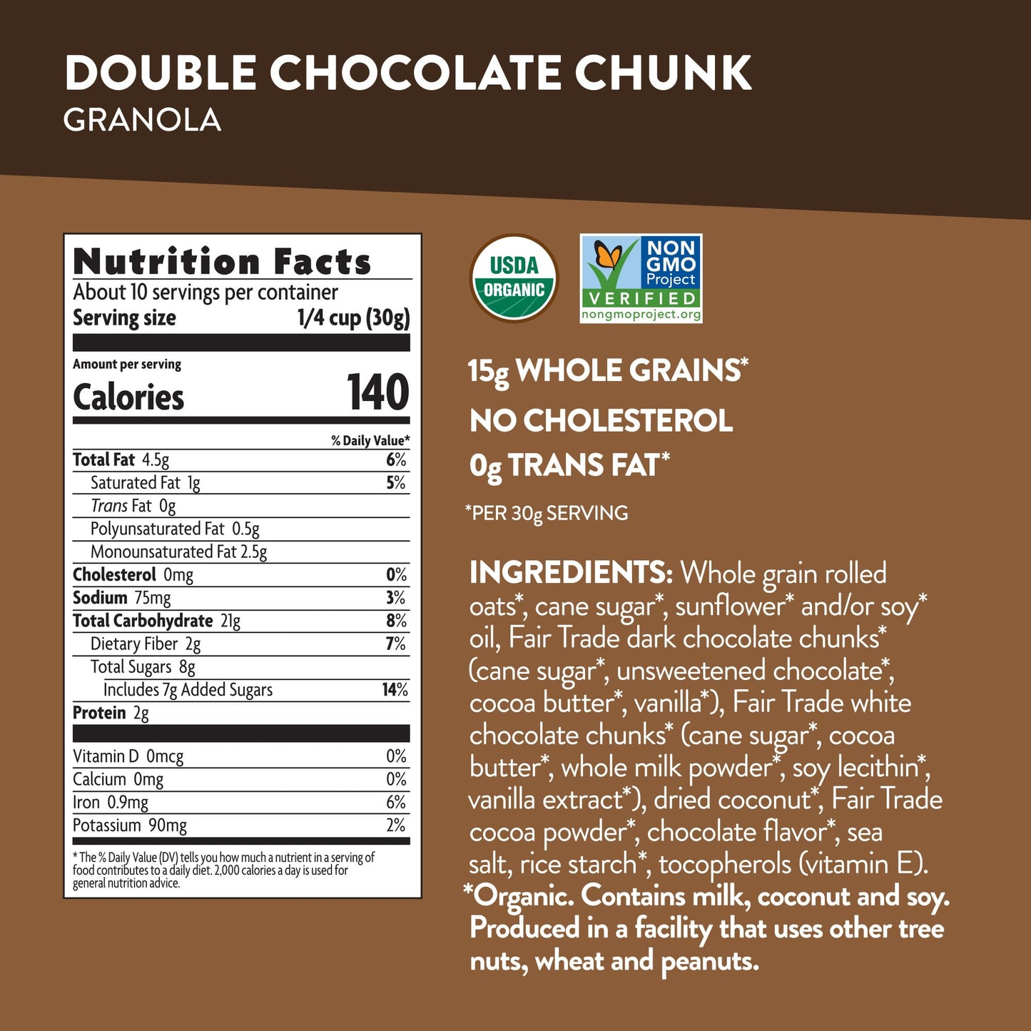 Love Crunch Organic Double Chocolate Chunk Granola, 11.5 Ounce (Pack Of 6), Non-Gmo, Fair Trade, By Nature'S Path