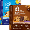 IQBAR Brain and Body Plant Protein Bars - Chocolate & Fruit Variety - 24 Count, Low Carb, High Fiber, Gluten Free, Vegan Snacks