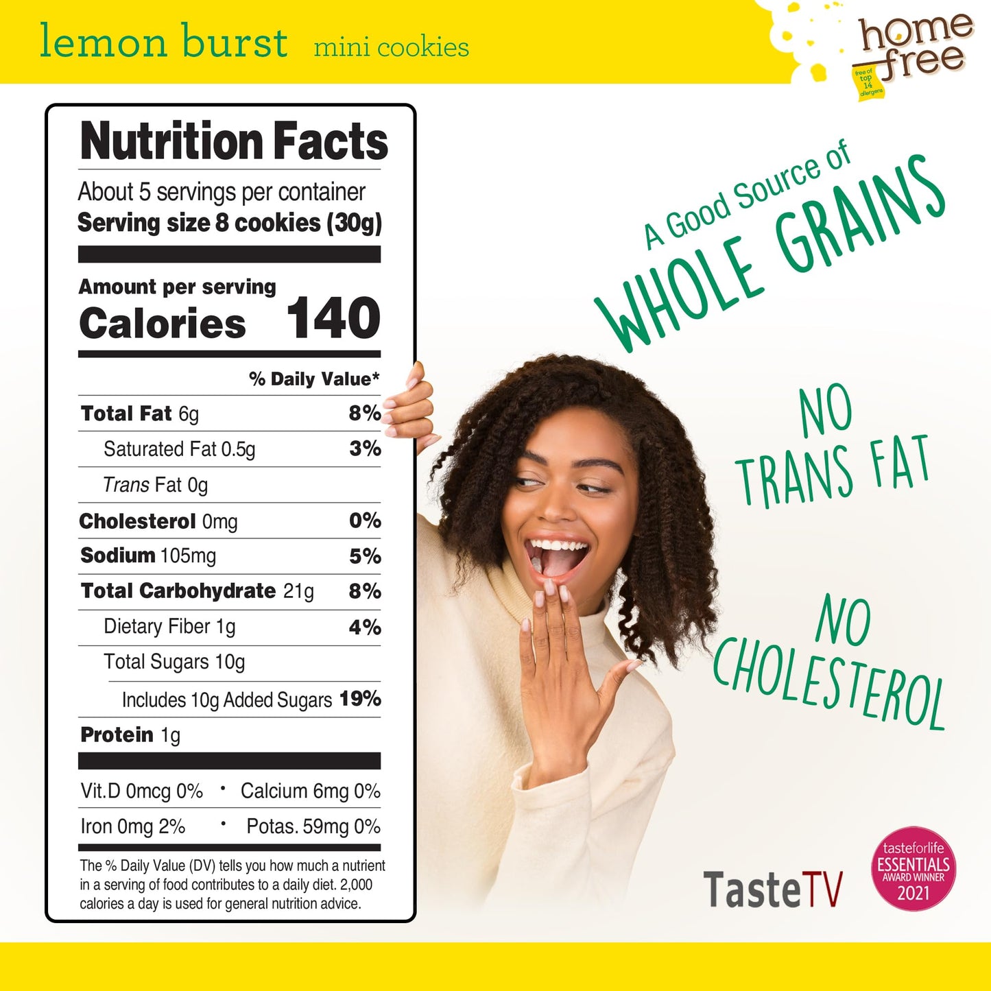 Homefree Treats You Can Trust Gluten Free Mini Cookies, Lemon Burst, 5 Ounce (Pack Of 6)