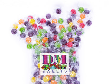 Assorted Fruit Buttons - 2 Lbs Of Bulk Individually Wrapped Cherry Orange Lemon Sour Apple Grape Hard Candy