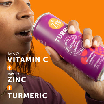 Zyn Turmeric Wellness Drink (6 Pack), Pomegranate Cranberry Flavored Turmeric Curcumin Drink With Black Pepper, No Added Sugar,