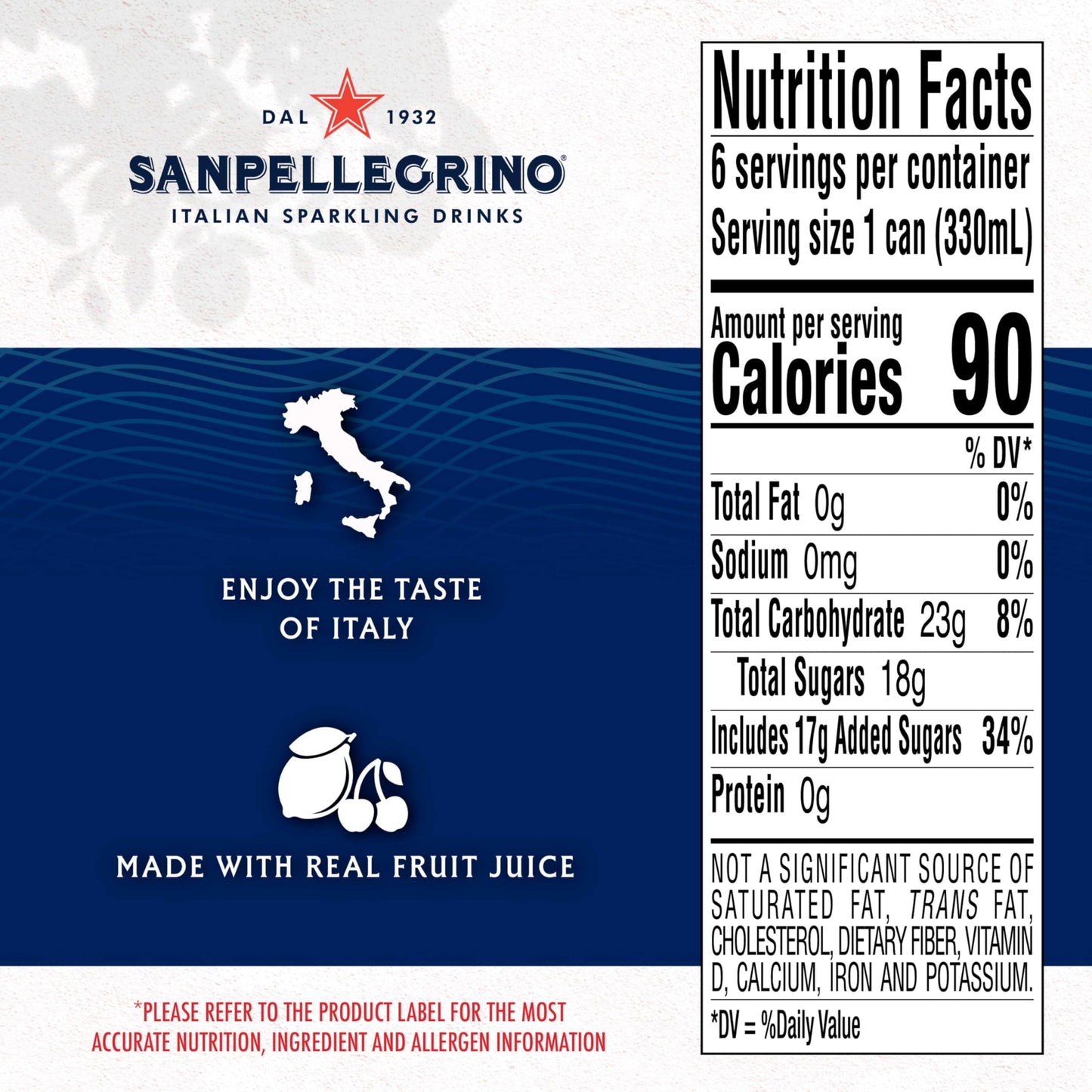 Sanpellegrino Italian Sparkling Drink Ciliegia and Limone, Sparkling Cherry and Lemon Beverage, 6 Pack