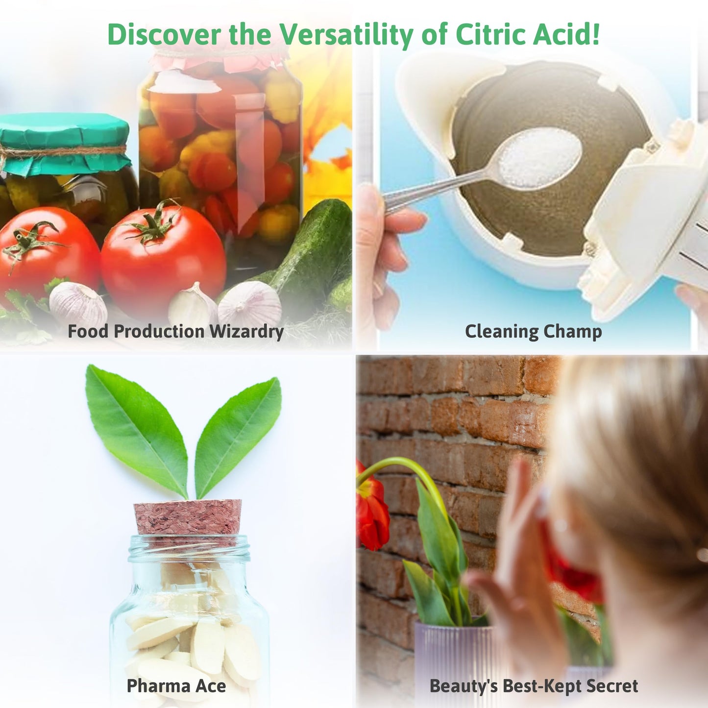 Viva Doria 100% Pure Citric Acid, Food Grade, Fine Grain, 2 Lb (907 G)