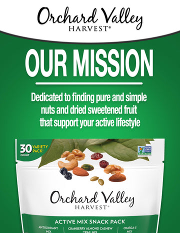 Orchard Valley Harvest Active Snack Pack Mix, 1Oz Bags (Variety Pack Of 30), Antioxidant Mix, Cranberry Almond Cashew, Omega-3 T