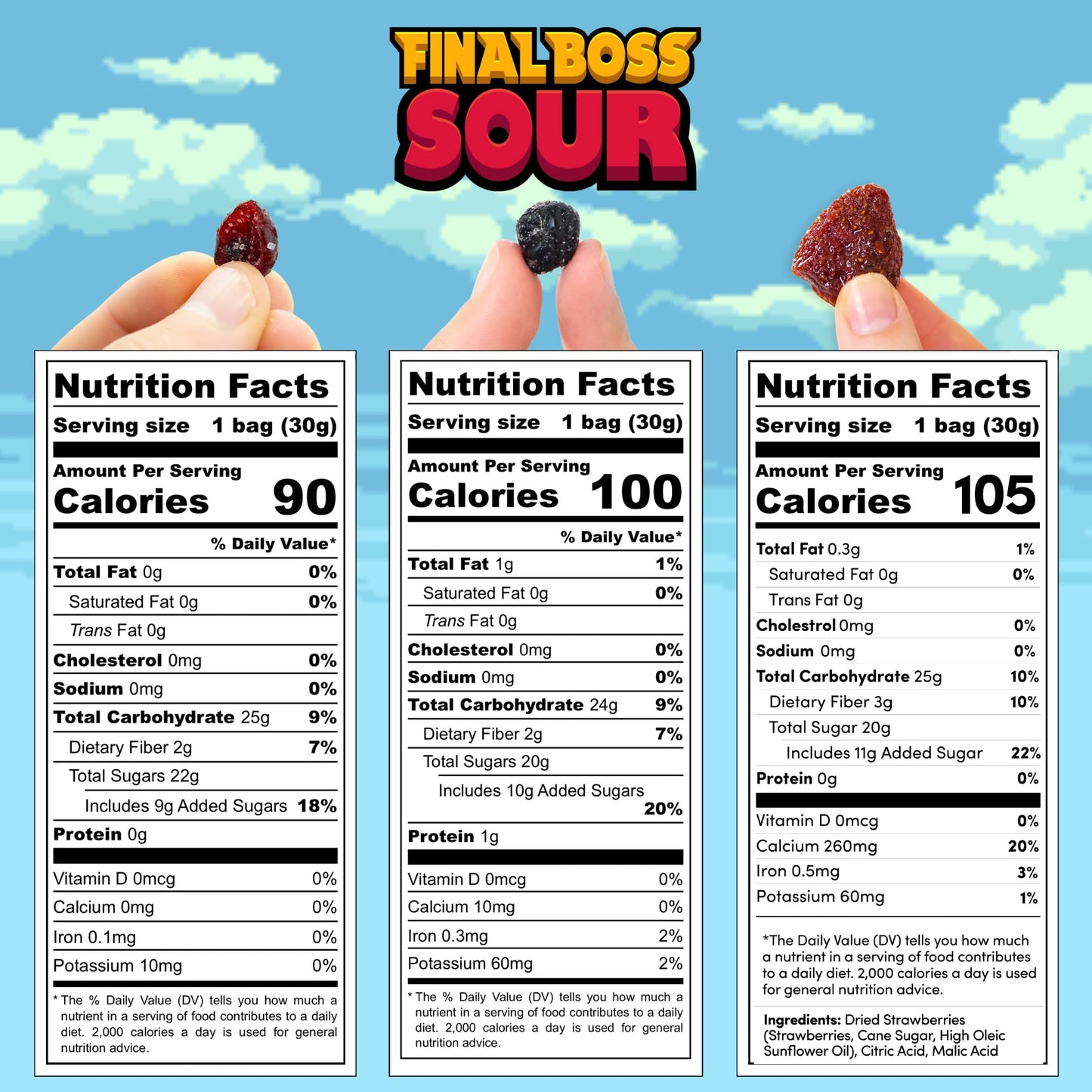Final Boss Extremely Super Sour Candy, Natural Chewy Gummies Made With Dried Fruit, Free Of Artificial Colors, Low Calorie Healt
