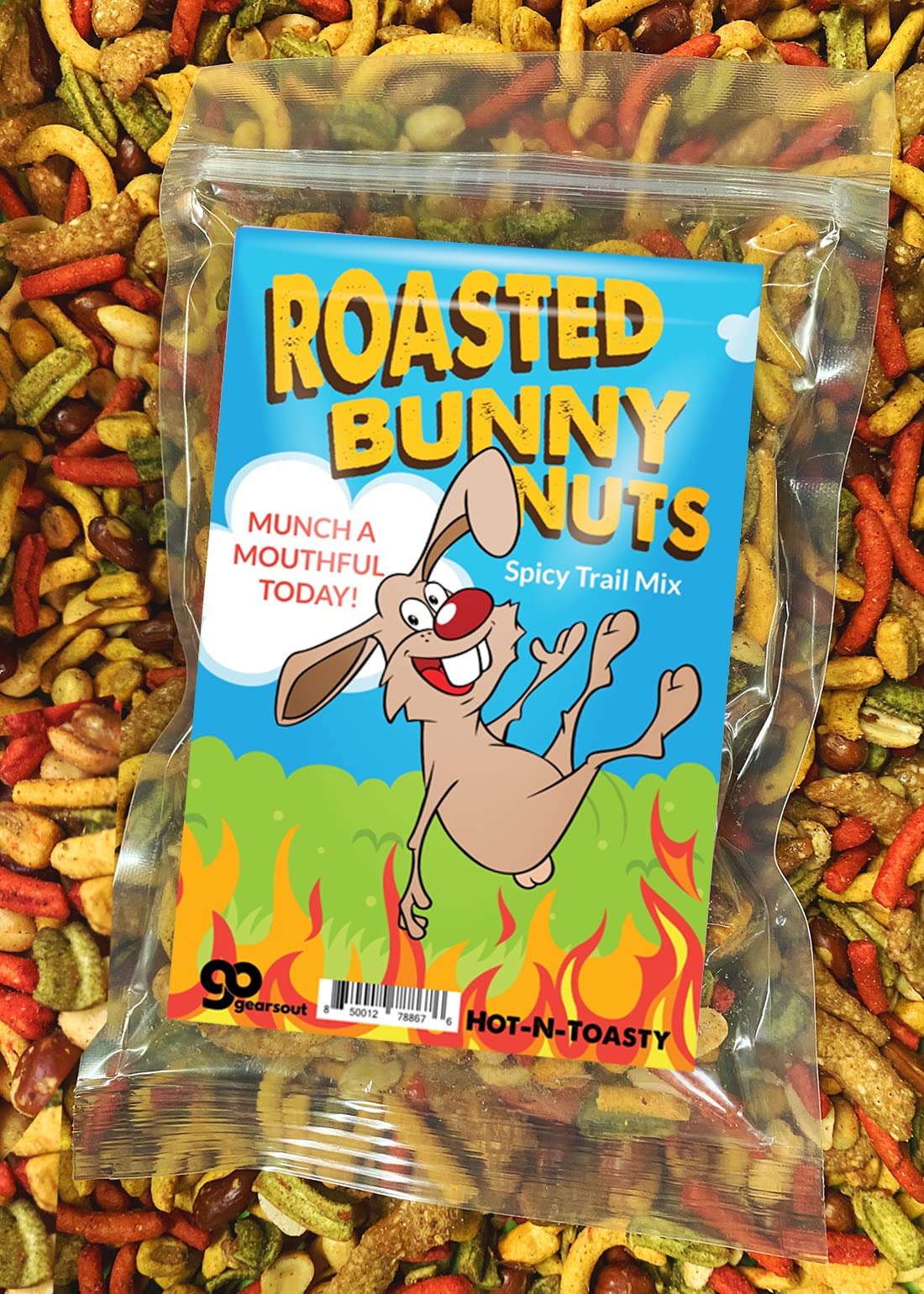 Gears Out Roasted Bunny Nuts Spicy Trail Mix - Funny Easter Gift for Teens and mature-themeds, 13.9 cm x 3.7 cm x 20.4 cm
