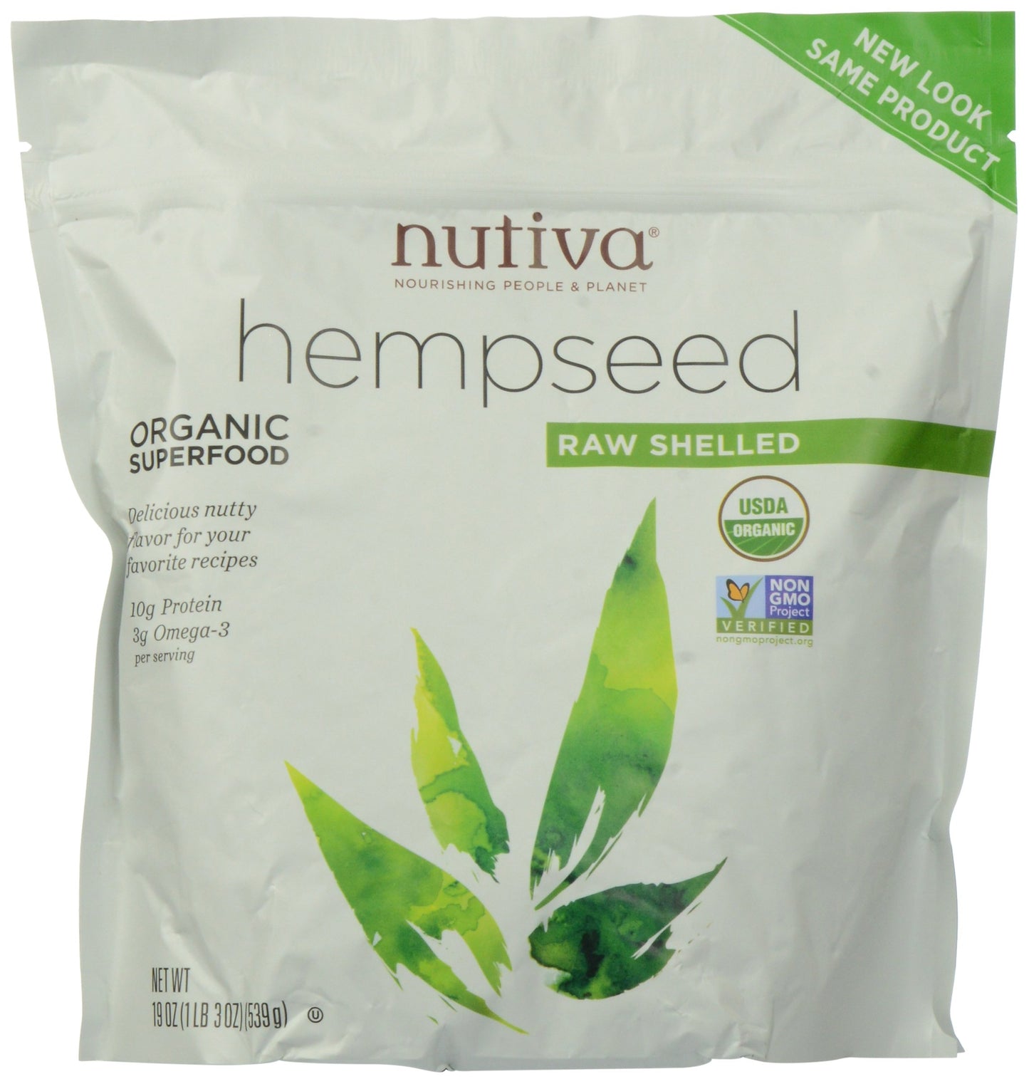 Nutiva Organic Hempseed, Raw Shelled, 19 Ounce