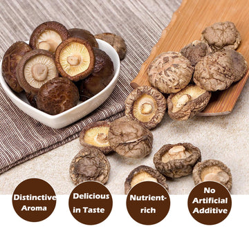 Vigorous Mountains Dried Shiitake Mushrooms For Cooking, 2-3Cm Dehydrated Mushrooms, Dry Fresh Vegan No Fumigation Sulfur (1.5Oz)