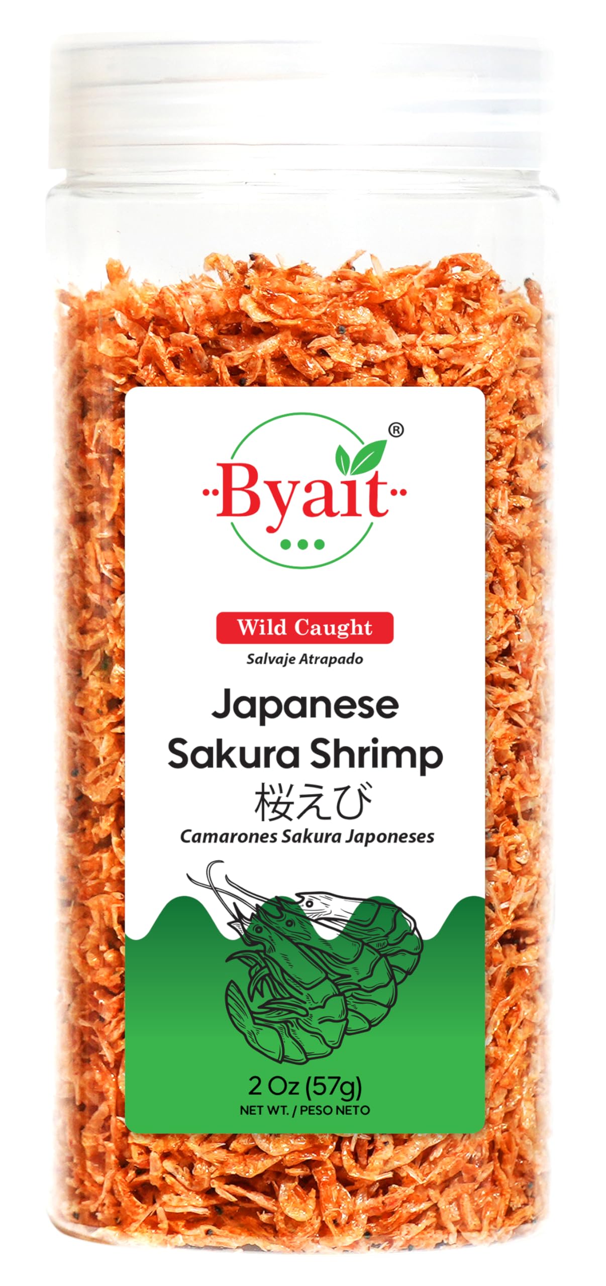 Byait Dried Japanese Sakura Shrimp 2 Oz Wild-Caught Baby Shrimp For Ramen Toppings Seafood Soups And Gourmet Cooking Non-Gmo Gluten-Free