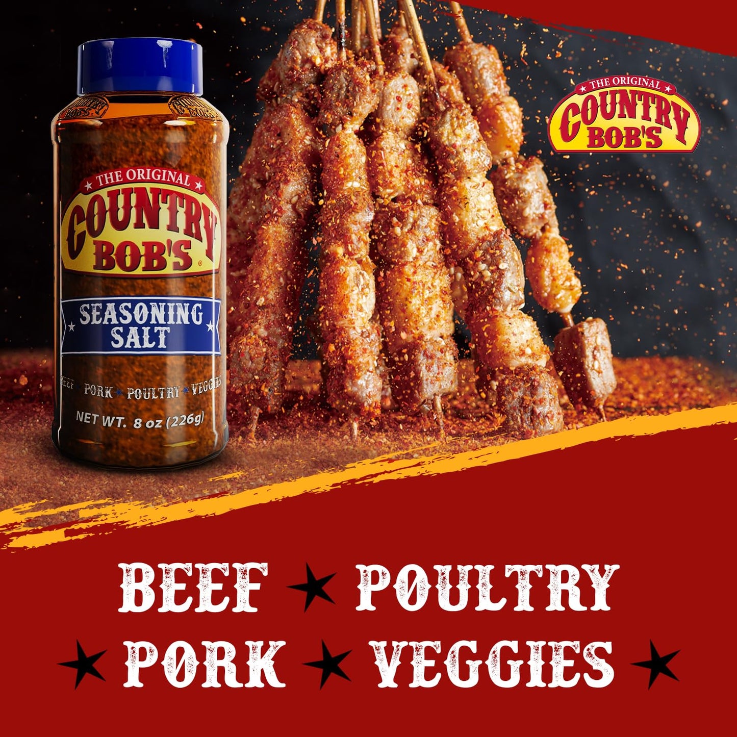 Country Bob's Original Seasoning Salt - Salty n Peppery Blend with Garlic-y Goodness and Paprika Punch - Ideal for Soups, Stews,