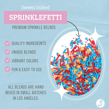 Sweets Indeed Sprinkles, Patriotic Edible Sprinkle Mix, Red Blue Gold, 4Th Of July, Perfect For Cake Decorations, Baking, Ice Cr