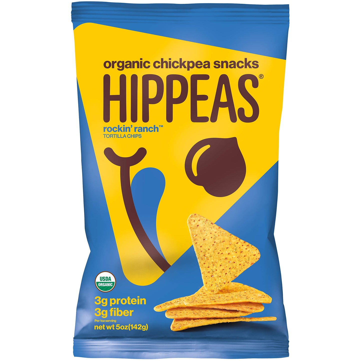 New Hippeas Organic Chickpea Tortilla Chips + Rockin Ranch | 5 Ounce | Vegan, Gluten-Free, Crunchy, Protein Chips
