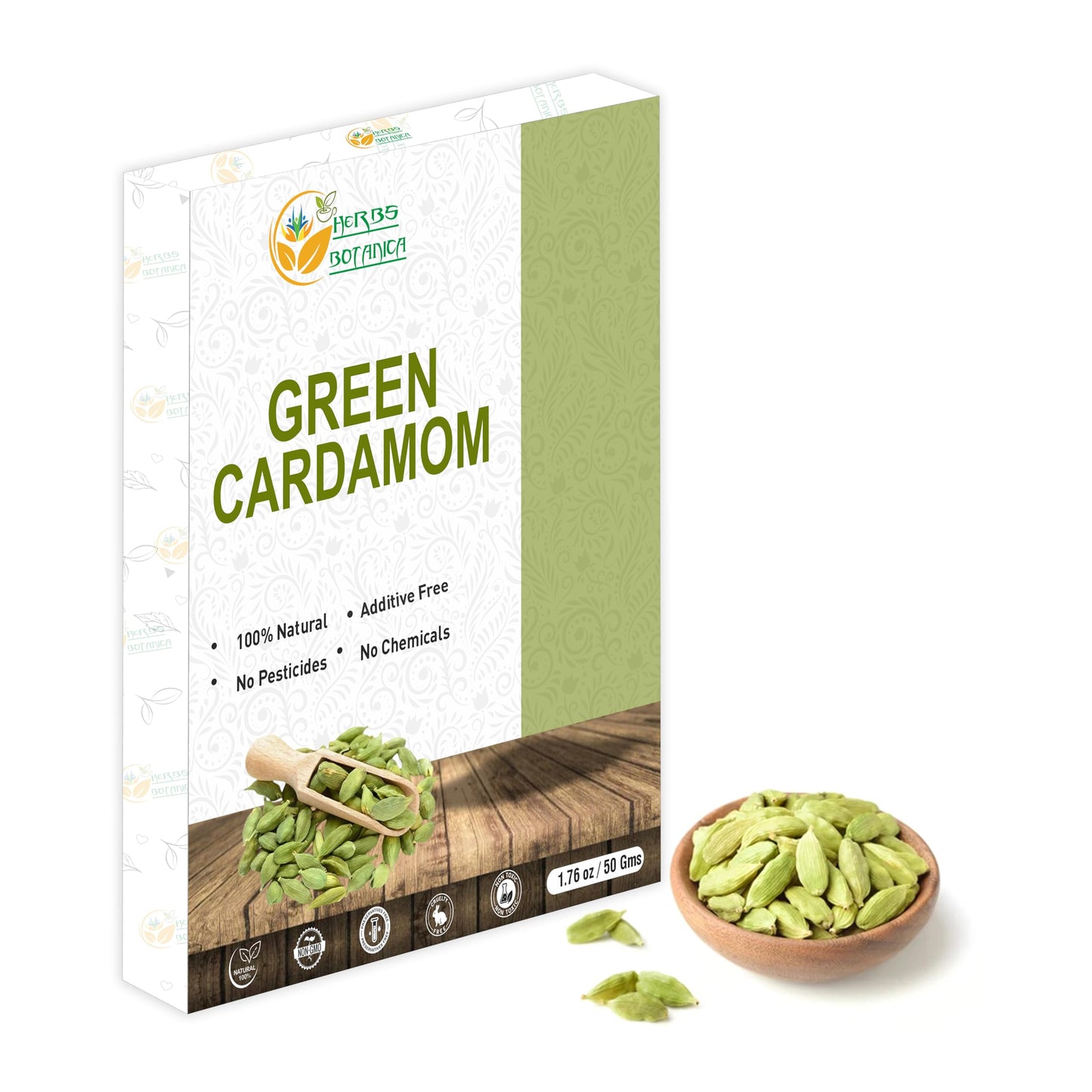 Herbs Botanica Green Cardamom Pods Whole Cardamom Seeds For Cooking Baking Tea Spice Powder Fresh Elaichi Cardamom Perfect For Turkish Coffee Exotic Baking And More 1.76 Oz