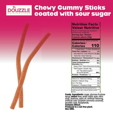 DOUzzle Back To School Sour Sticks Chewy Candy Straws Cola (3.5 OZ - 1 Pack) Goodie Bag Stuffer, Pinata Filler - Kosher Parve