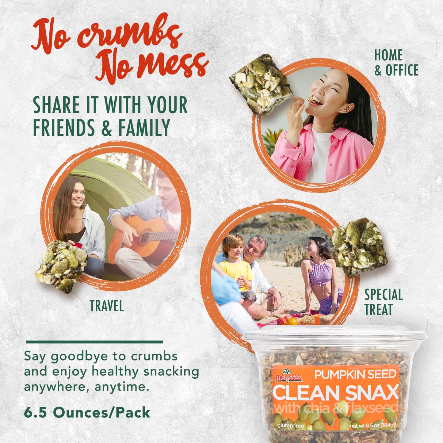 Melissa'S Clean Snax With Chia And Flaxseed, Gluten-Free Packaged Snacks, All Natural, Not Artificial Flavors Added, Low Sodium