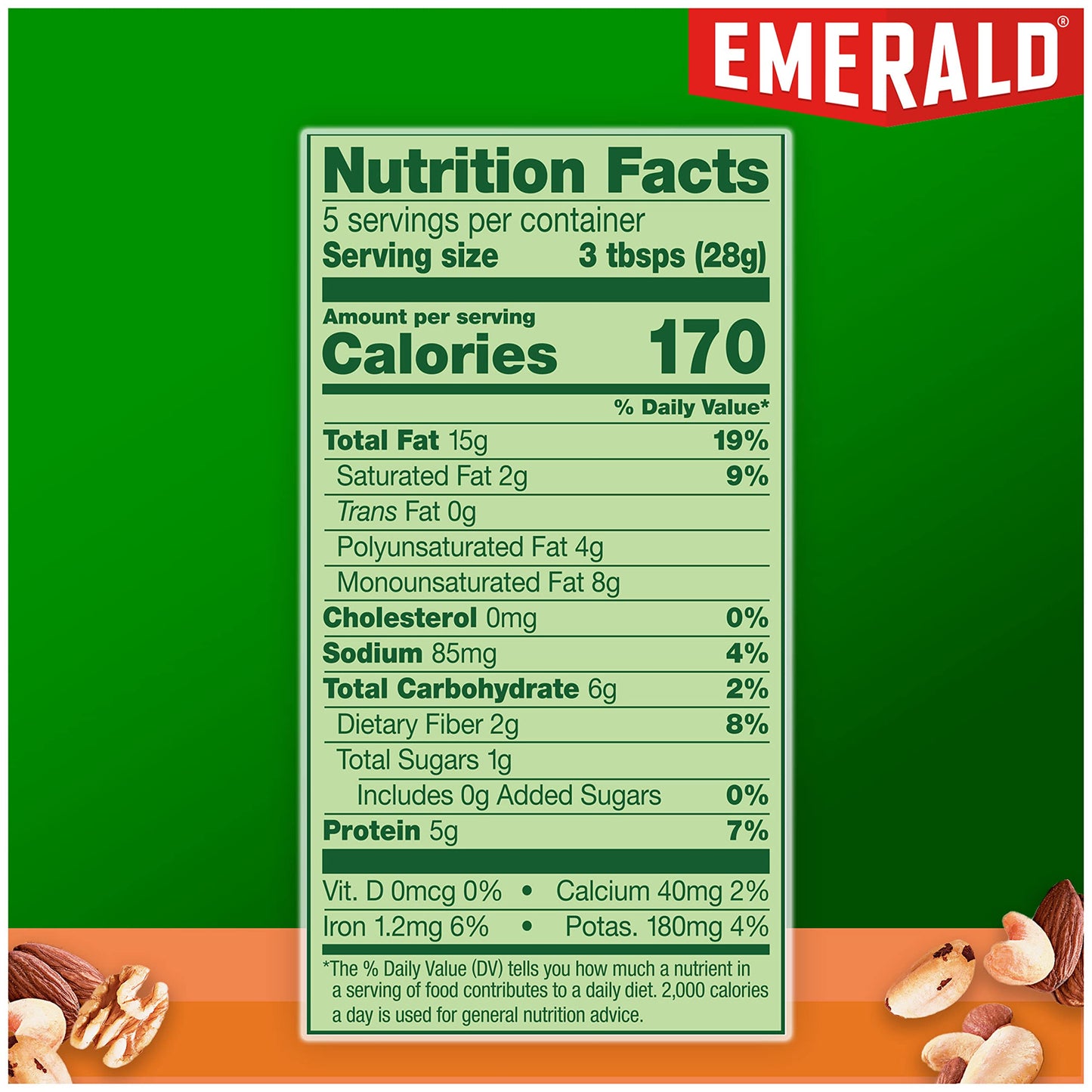 Emerald Nuts Deluxe Mixed Nuts (1-Pack), Features Roasted and Salted Nuts, Including Almonds, Cashews, Walnuts, Brazil Nuts and