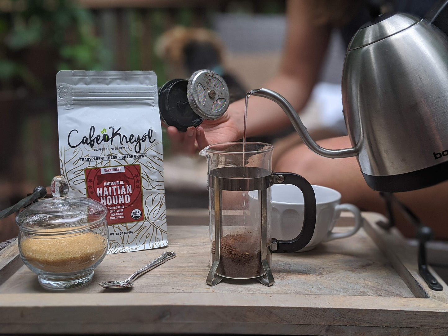 Cafe Kreyol Organic Haitian Hound | 12 Oz - Haitian Blue Dark Roast Coffee - Whole Bean