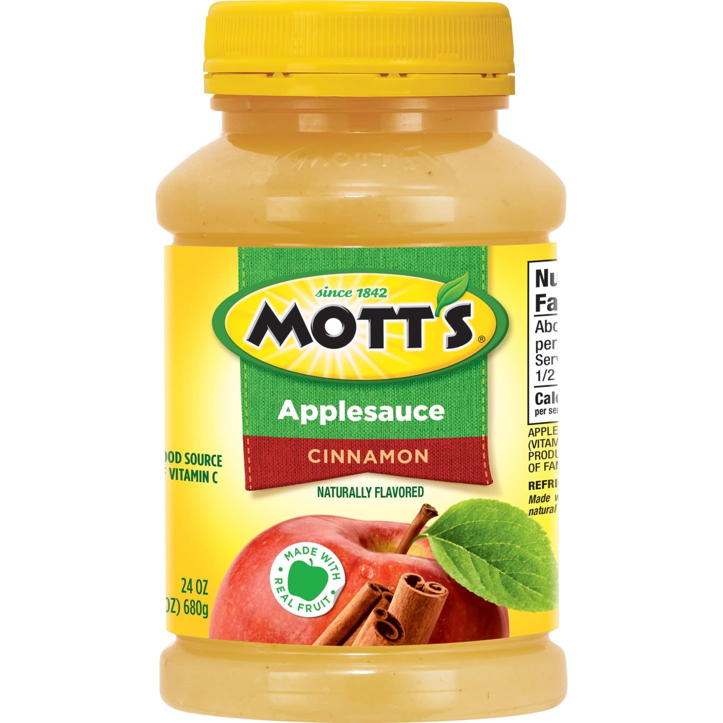 Mott'S Cinnamon Applesauce, 24 Oz Jar (Pack Of 12), No Artificial Flavors, Good Source Of Vitamin C, Nutritious Option For The W