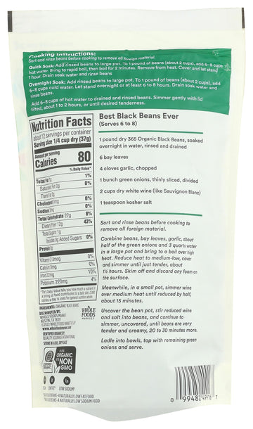 365 by Whole Foods Market, Organic Black Beans, 16 Ounce