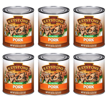 Keystone Meats All Natural Heat and Serve Canned Pork 28 Oz Fully Cooked Shelf Stable Canned Meat Emergency Survival Meals Canne