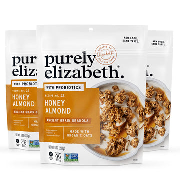Purely Elizabeth, Honey Almond, Ancient Grain Granola With Probiotics, Gluten-Free (3 Ct, 8Oz Bags)