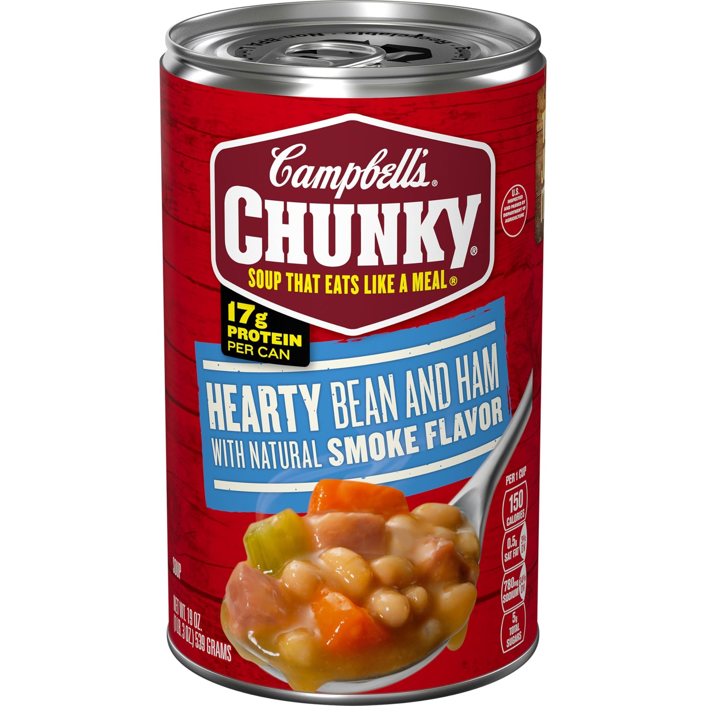 Campbells Chunky Soup, Hearty Bean Soup With Ham, 19 Oz Can