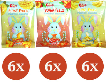 Sarah'S Candy Factory 3 Variety Peelable Gummy Candy, Mango, Peach, And Banana Flavors 1 Oz (18 Pack) Single Serve Snack Packs,