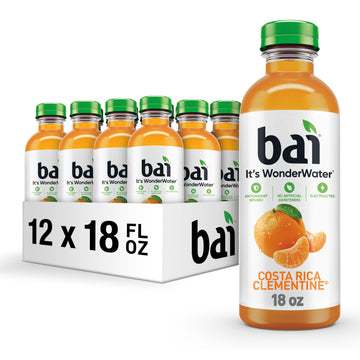 Bai Antioxidant Water Beverage, Costa Rica Clementine, 18 Fl Oz Bottle, 12 Pack, Vitamin C, No Artificial Sweeteners