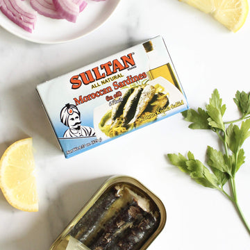 Sultan Moroccan Season Sardines in Oil, High Protein, No Additives, Paleo, Keto Friendly, 4.38oz (Pack of 50)