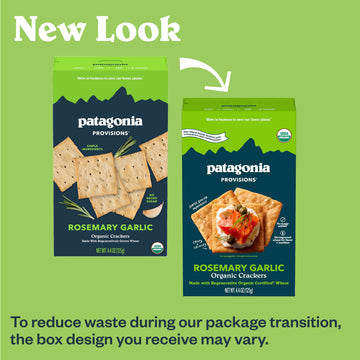 Patagonia Provisions - Rosemary Garlic - Certified Organic Crackers - Non-GMO, Plant-Based, No Added Sugar (6 Pack)