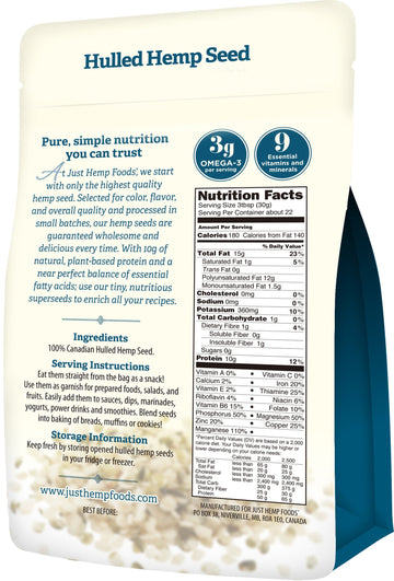 Manitoba Harvest Hemp Hearts Shelled Hemp Seeds, 24Oz, 10G Plant Based Protein And 12G Omega 3 & 6 Per Serving, Perfect For Smoothies, Yogurt & Salad, Non-Gmo, Vegan, Keto, Paleo, Gluten Free