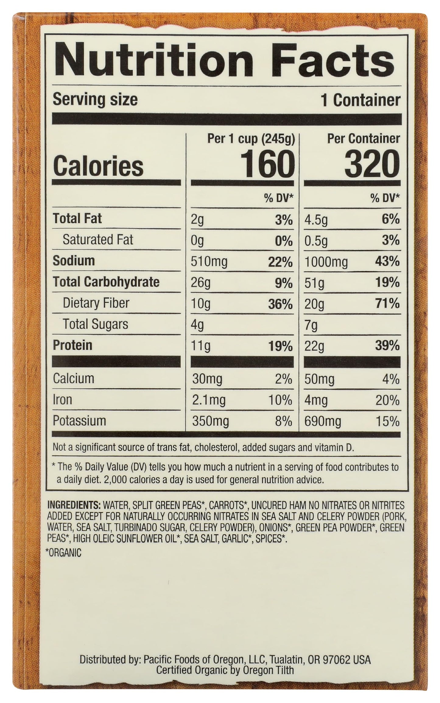 Pacific Natural Foods Organic Soup Split Pea &Amp; Uncured Ham - 17 Fl Oz2