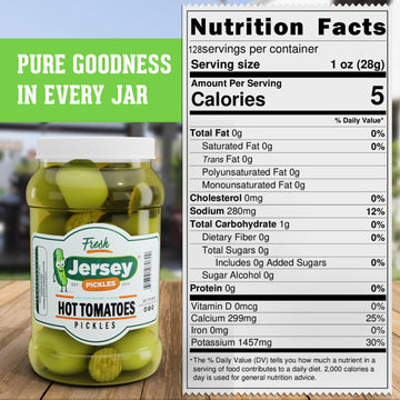Jersey Pickles - Hot Pickled Tomatoes (Gallon) - Pickled Vegetable - Handcrafted Gourmet Topping for Sandwiches Charcuterie & More