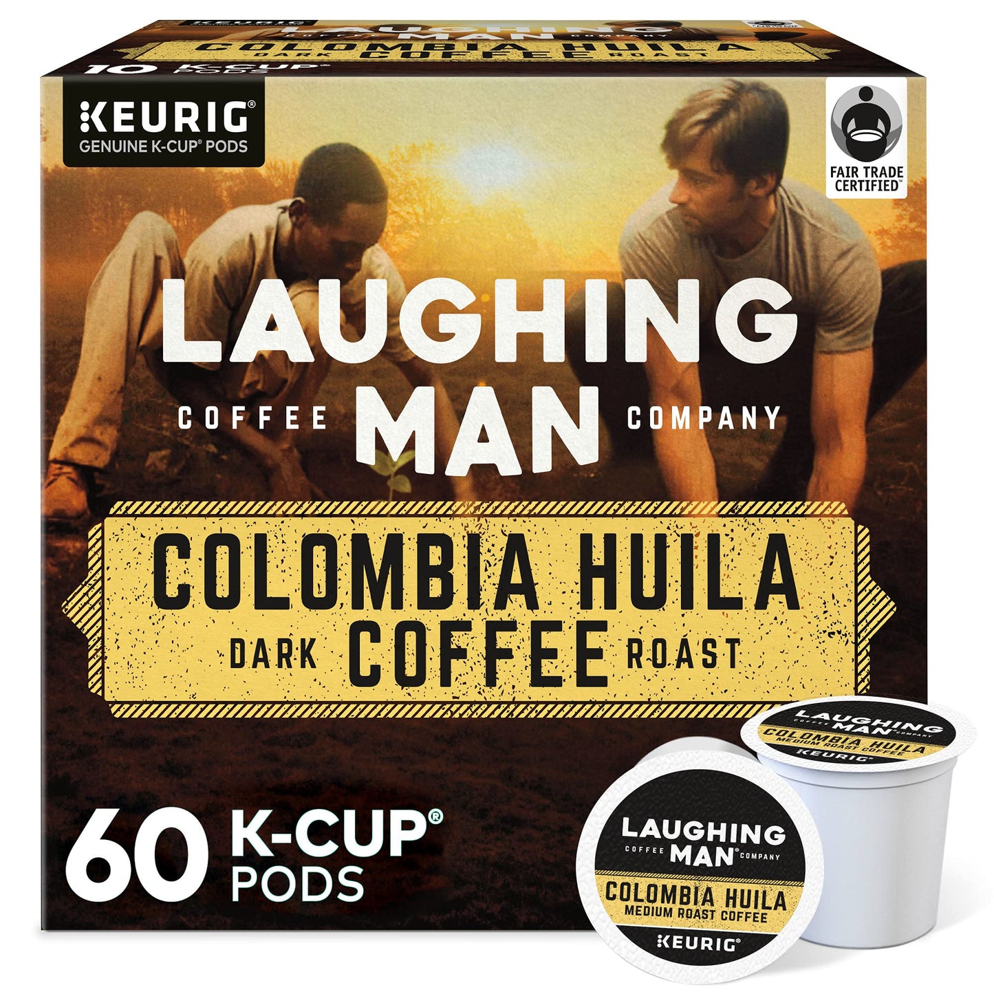 Laughing Man Columbia Huila, Single-Serve Keurig K-Cup Pods, Dark Roast Coffee, 60 Count