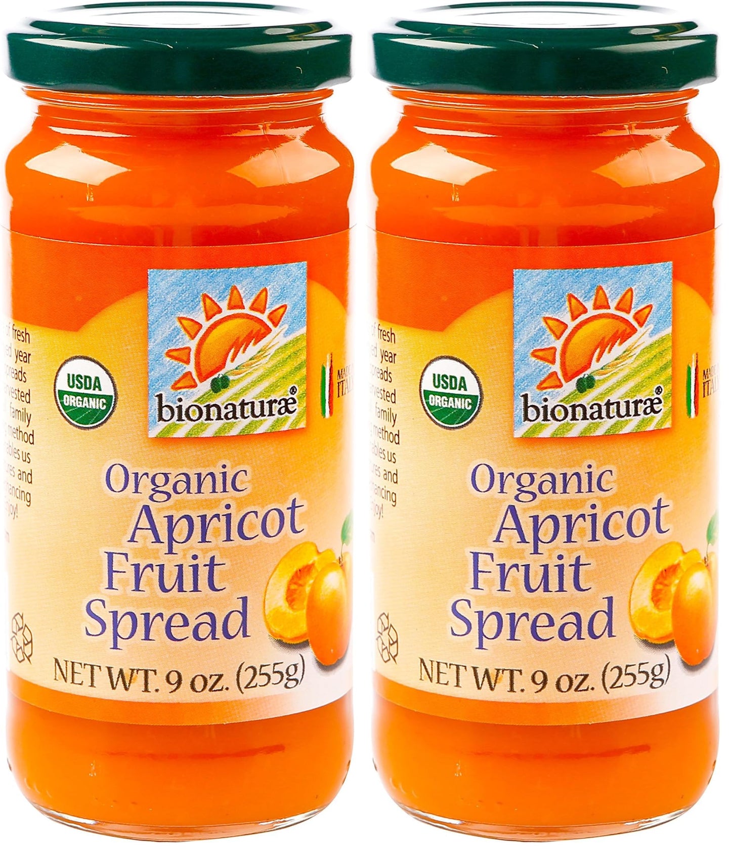 Bionaturae, Fruit Spread Apricot Organic, 9 Ounce (Pack of 2)