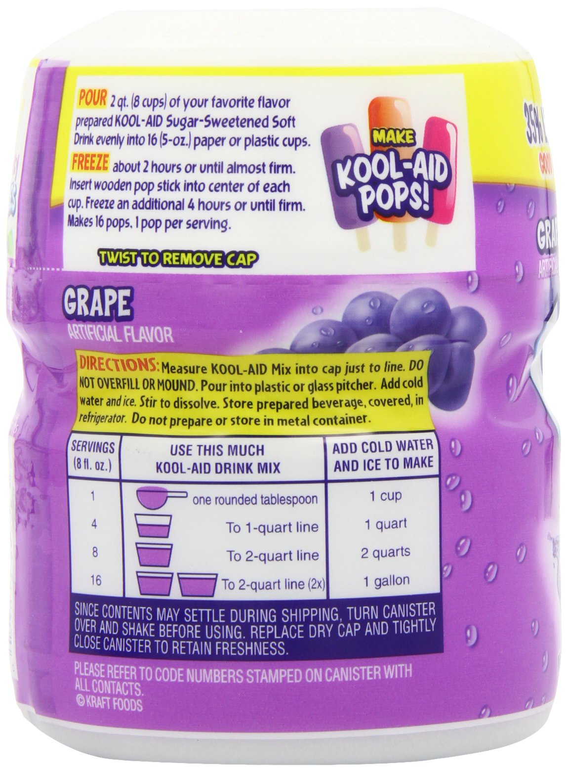 Kool-Aid, Drink Mix, Sugar Sweetened Grape, 19 Ounce