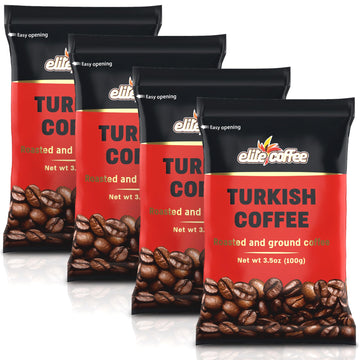 Elite Roasted & Ground Turkish Coffee 3.5Oz Bag (4 Pack)