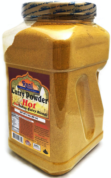 Rani Curry Powder Hot (11-Spice Authentic Indian Blend) 80Oz (5Lbs) 2.27Kg Bulk Pet Jar ~ All Natural | Salt-Free | Vegan | No Colors | Gluten Friendly | Non-Gmo | Indian Origin