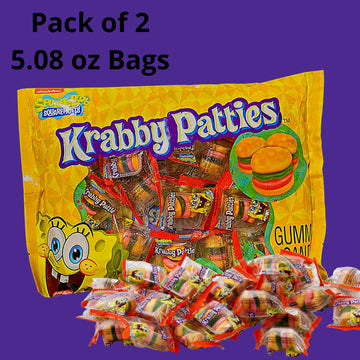 Sweetzo - Krabby Patty Hamburger Gummies, Original Bulk Candy Individually Wrapped For Party Bags, Pack Of 2, 5.08 Ounces