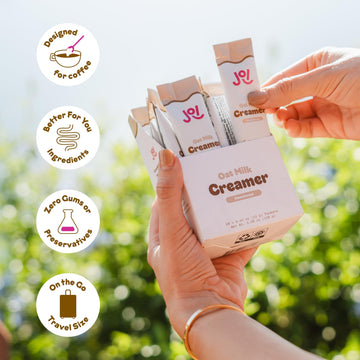 Oat Milk Coffee Creamer, Sweetened 10Ct Carton By Joi - Superfood, Vegan, Dairy Free, Plant Based, Kosher, Shelf-Stable, Barista